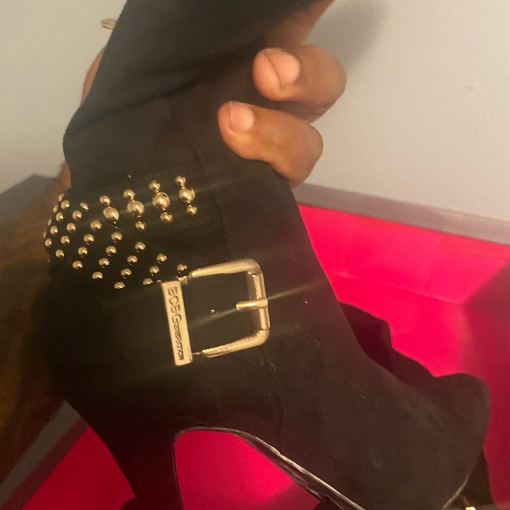 BCBGeneration Black and Gold Heeled Boots - Picture 7 of 10